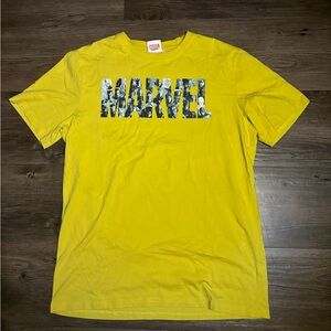 medium green/yellow marvel shirt